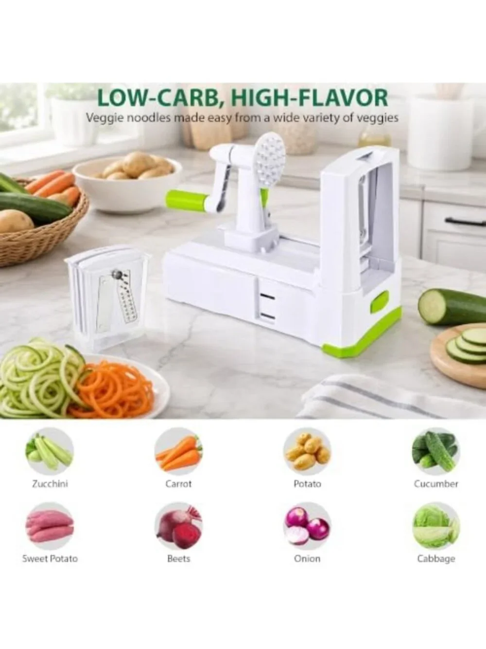 Versatile Vegetable Spiralizer with 5 Blades - Zucchini Noodle Maker & Kitchen